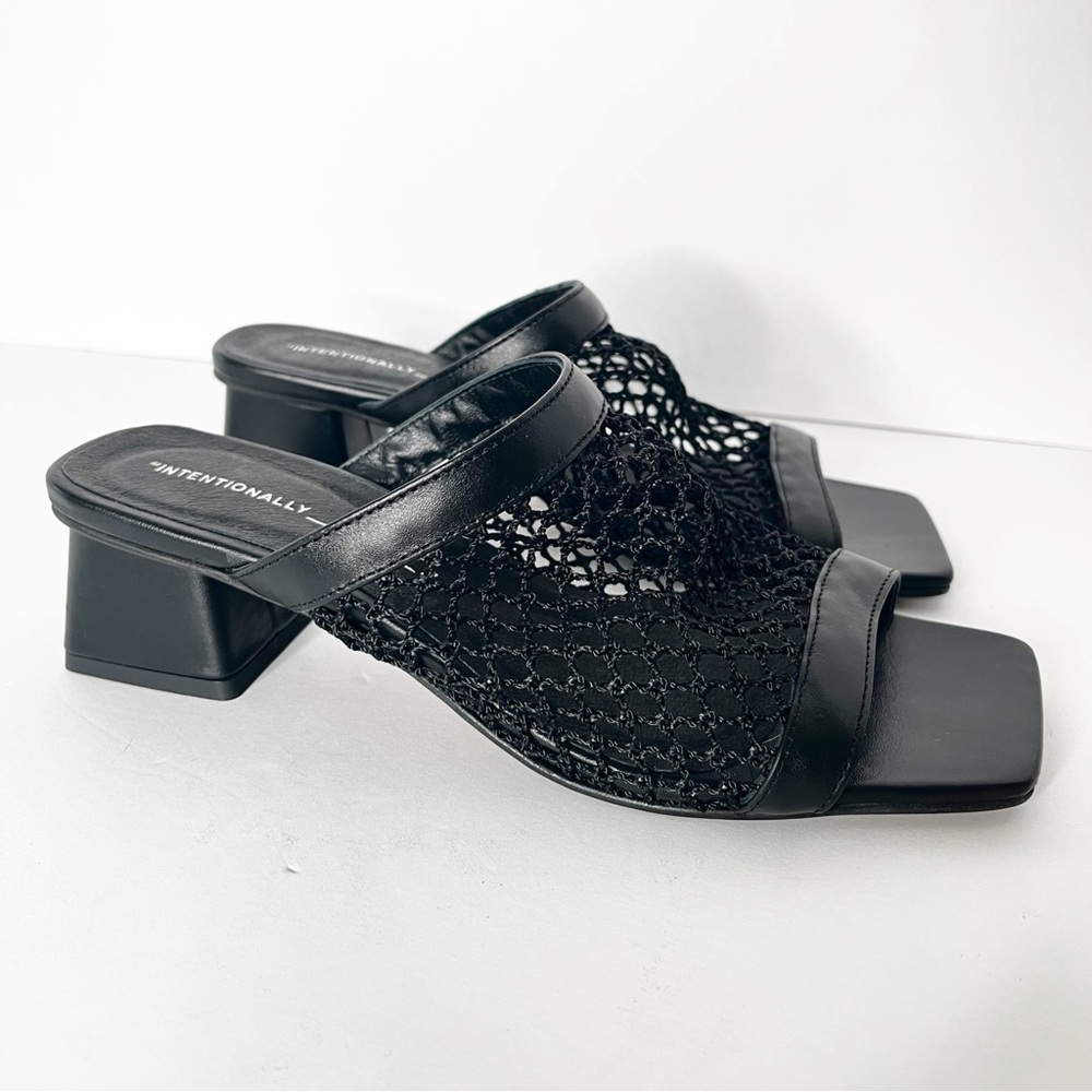 Intentionally Blank Jan Block Heel Mesh Sandals Black Size 37 Like New